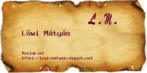 Löwi Mátyás névjegykártya